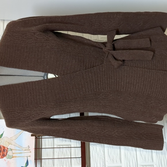 Marconi Cashmere wrap sweater, brown, Small or XS - Picture 2 of 7